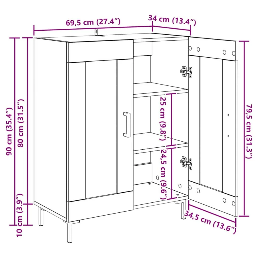 Buffet Chêne artisanal 69,5 x 34 x 90 cm - 16