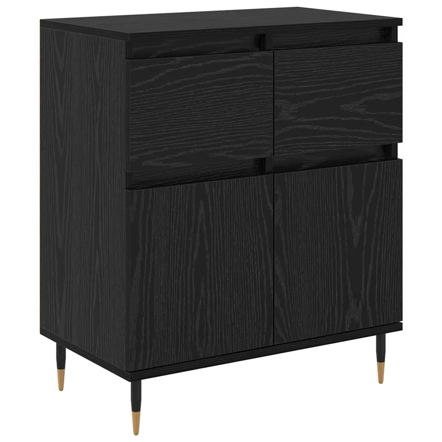 Buffet Chêne noir 60 x 35 x 70 cm Bois d'ingénierie et fer - 2