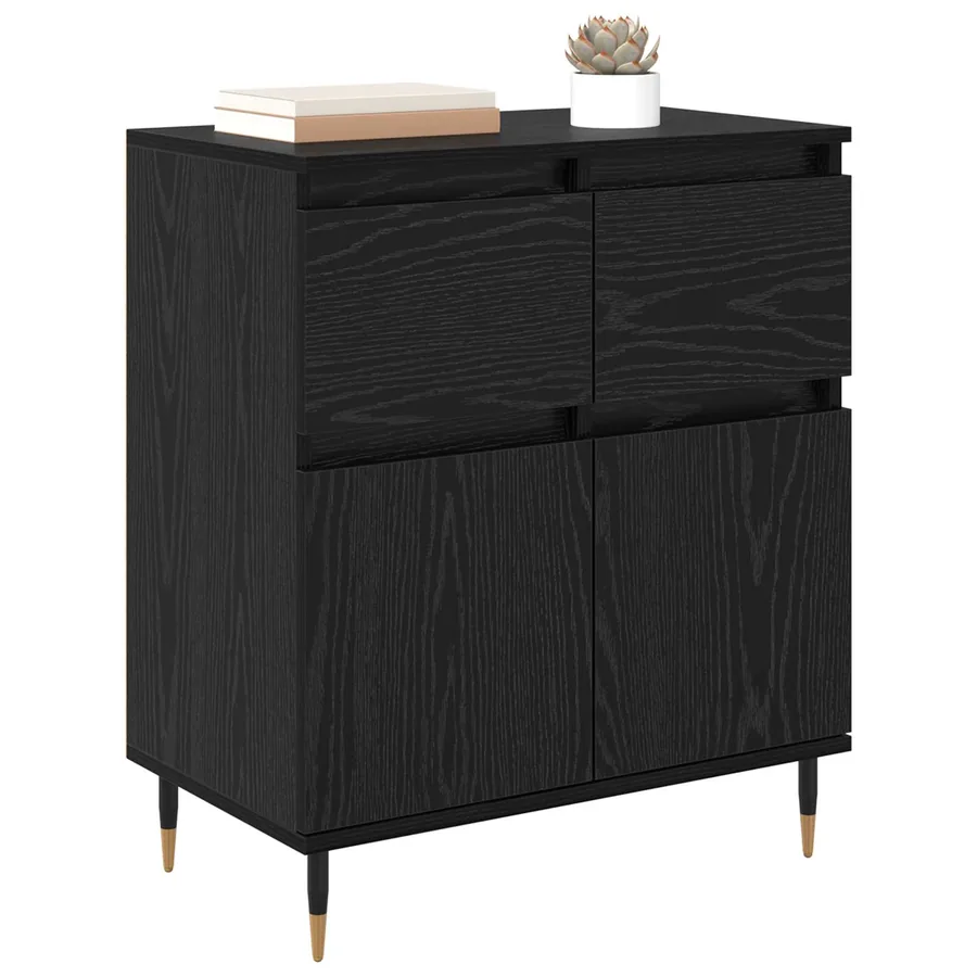 Buffet Chêne noir 60 x 35 x 70 cm Bois d'ingénierie et fer - 3