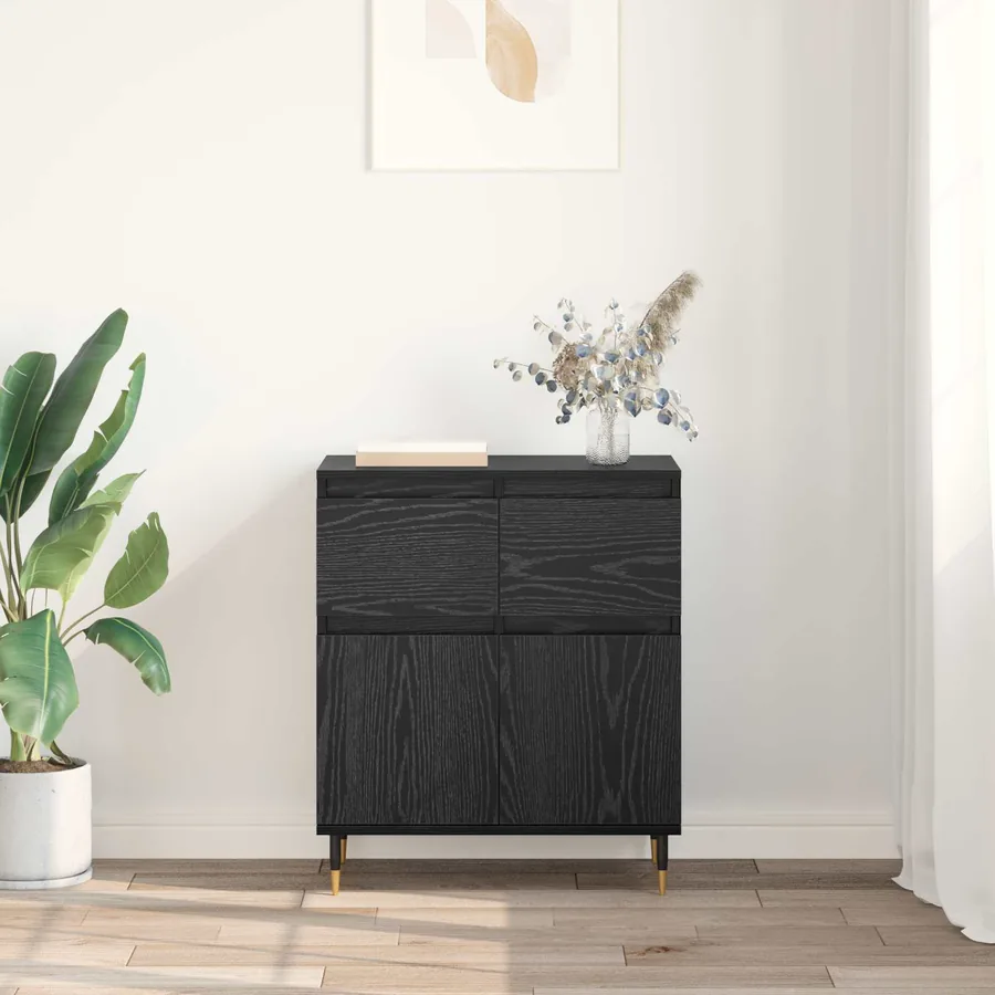 Buffet Chêne noir 60 x 35 x 70 cm Bois d'ingénierie et fer - 4