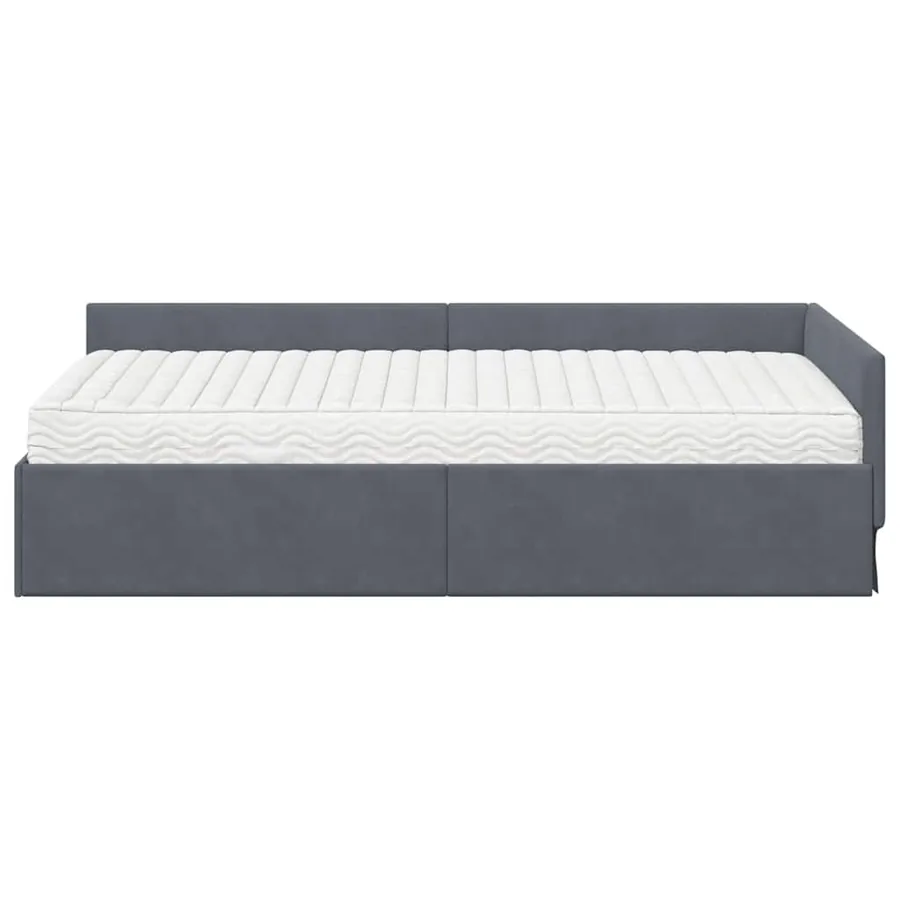 Cadre de lit d'angle avec matelas Autre 2 pcs Gris Velours - 5