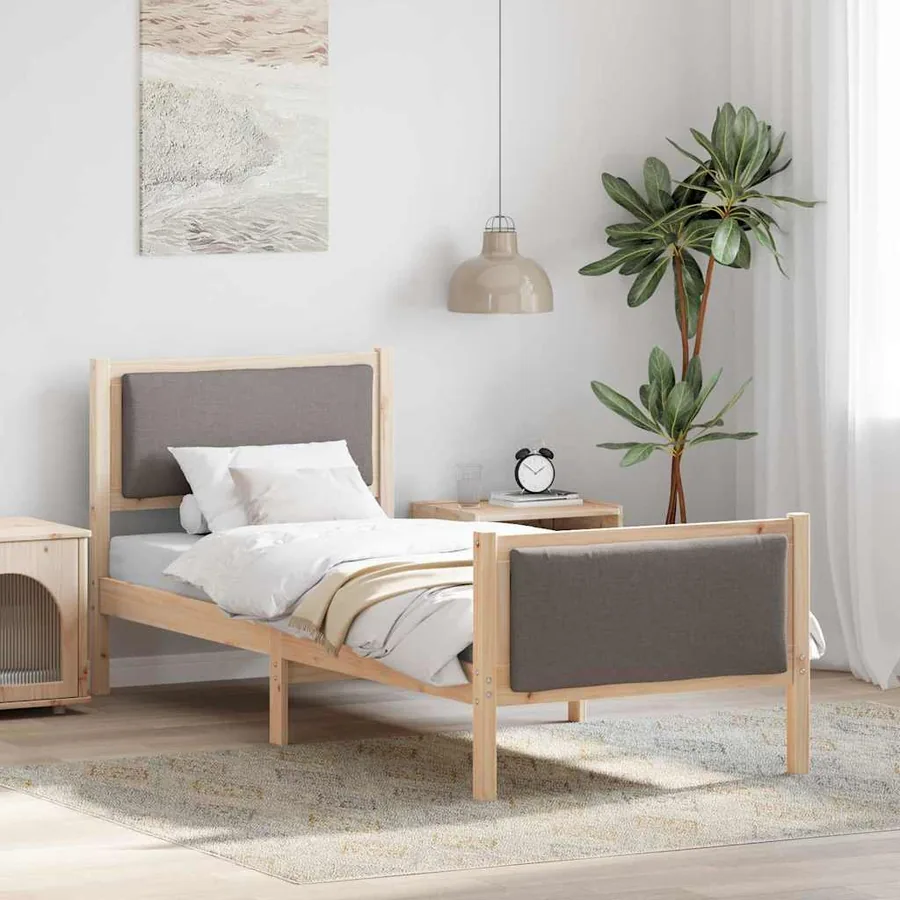 Cadre de lit avec tête de lit Taupe 80 x 200 cm tissu