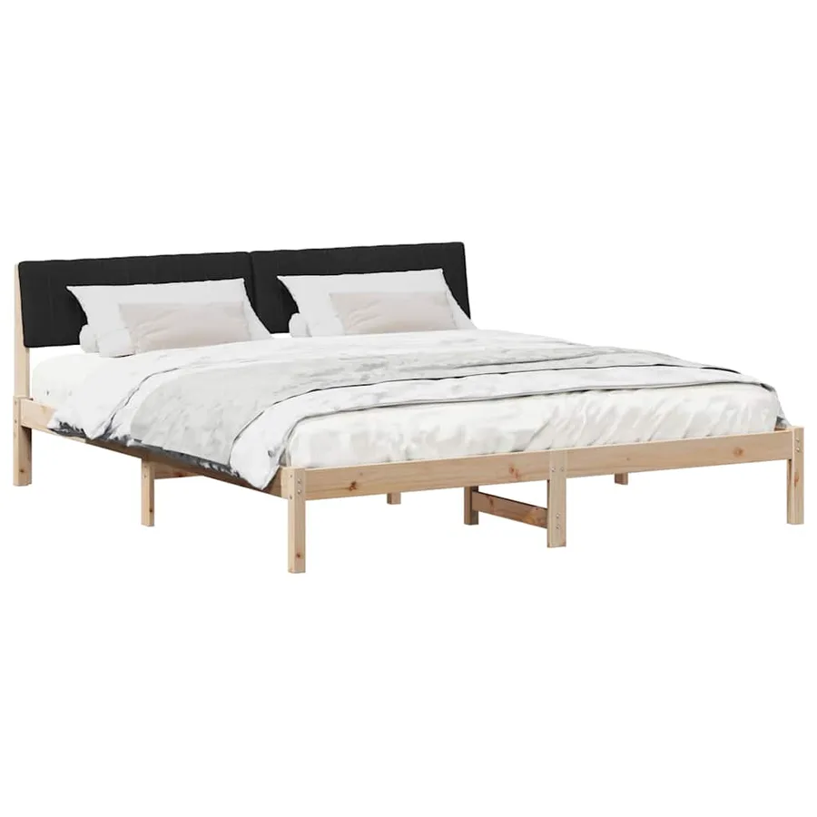 Cadre de lit Marron et noir 180 x 200 cm Bois massif en pin - 3