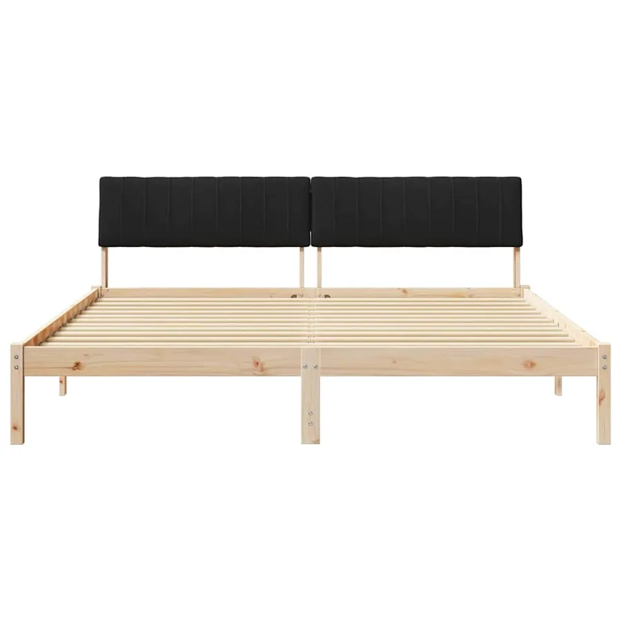 Cadre de lit Marron et noir 180 x 200 cm Bois massif en pin - 5