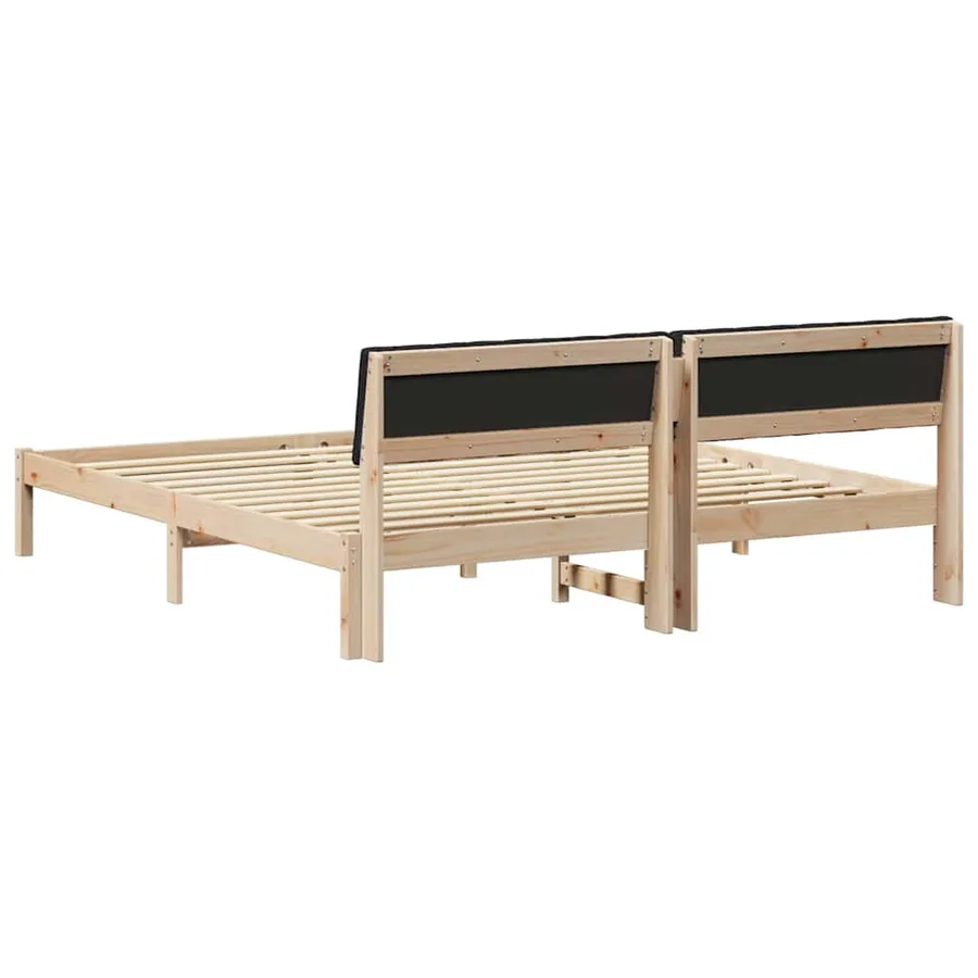Cadre de lit Marron et noir 180 x 200 cm Bois massif en pin - 7