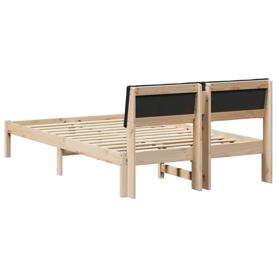 Cadre de lit Marron et noir 120 x 190 cm Bois massif en pin - 7