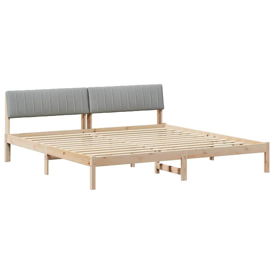 Cadre de lit avec tête de lit Marron et gris clair 200 x 200 cm - 2