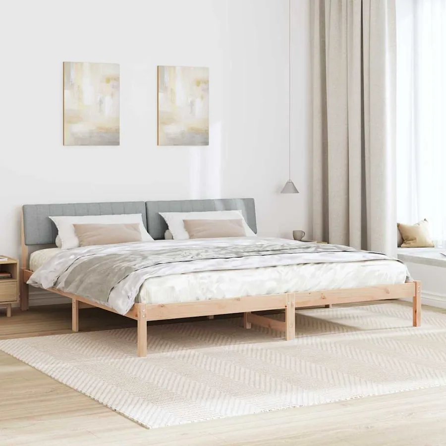 Cadre de lit avec tête de lit Marron et gris clair 200 x 200 cm - 4