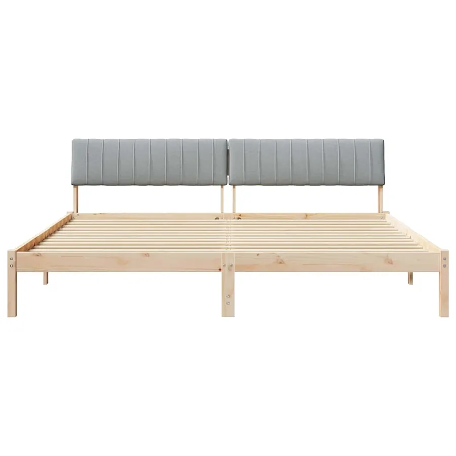 Cadre de lit avec tête de lit Marron et gris clair 200 x 200 cm - 5