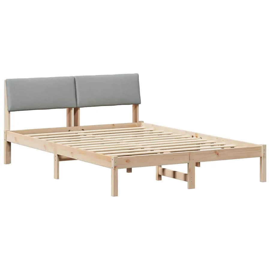 Cadre de lit avec tête de lit Marron et gris clair 135 x 190 cm - 2