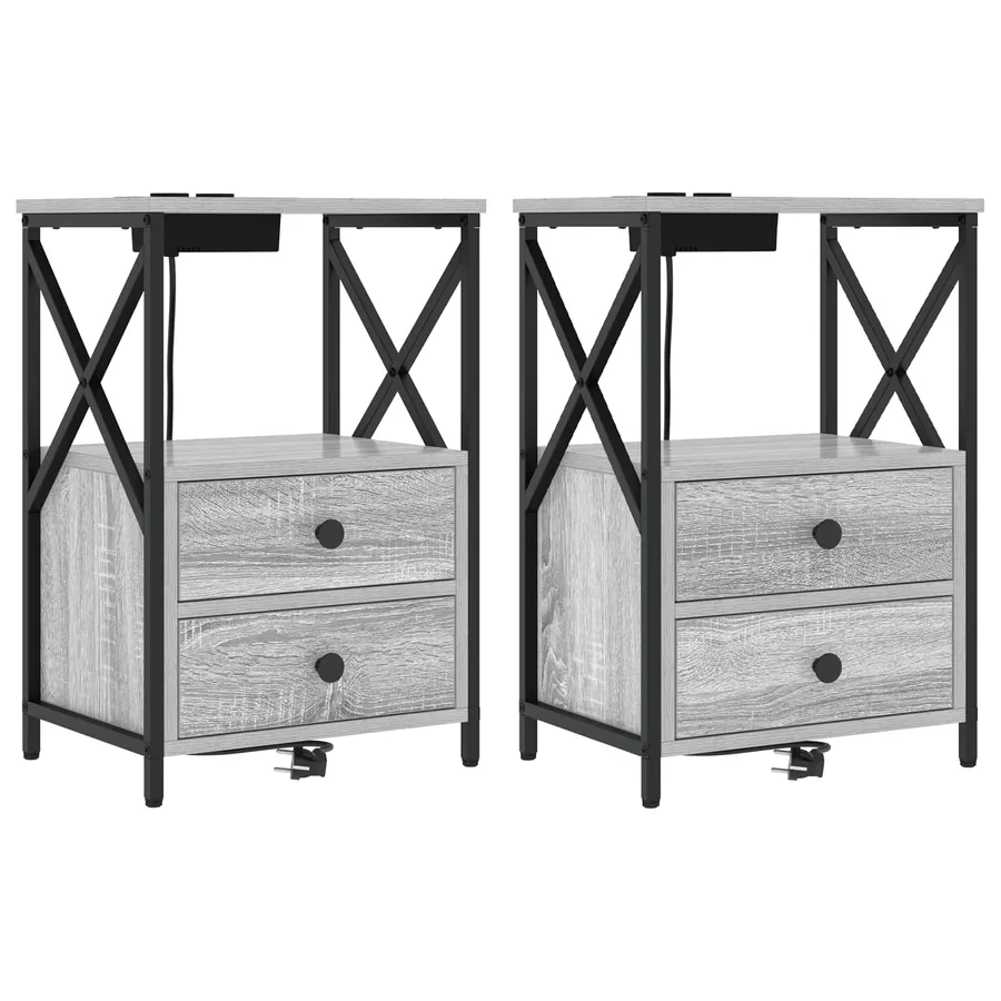 Cabinet de chevet avec tiroir 2 pcs Gris Sonoma 40 x 31 x 60 cm