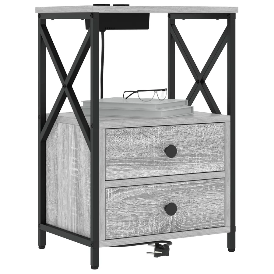 Cabinet de chevet avec tiroir 2 pcs Gris Sonoma 40 x 31 x 60 cm - 2