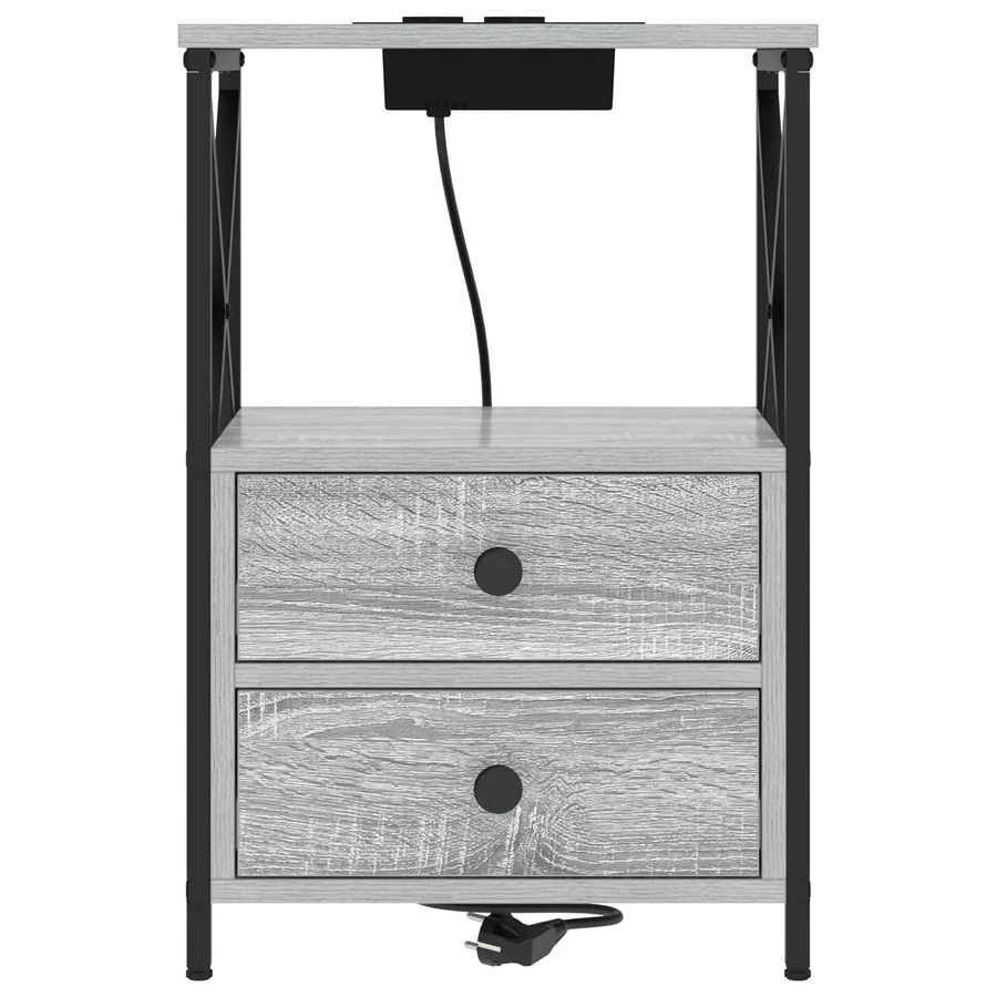 Cabinet de chevet avec tiroir 2 pcs Gris Sonoma 40 x 31 x 60 cm - 3