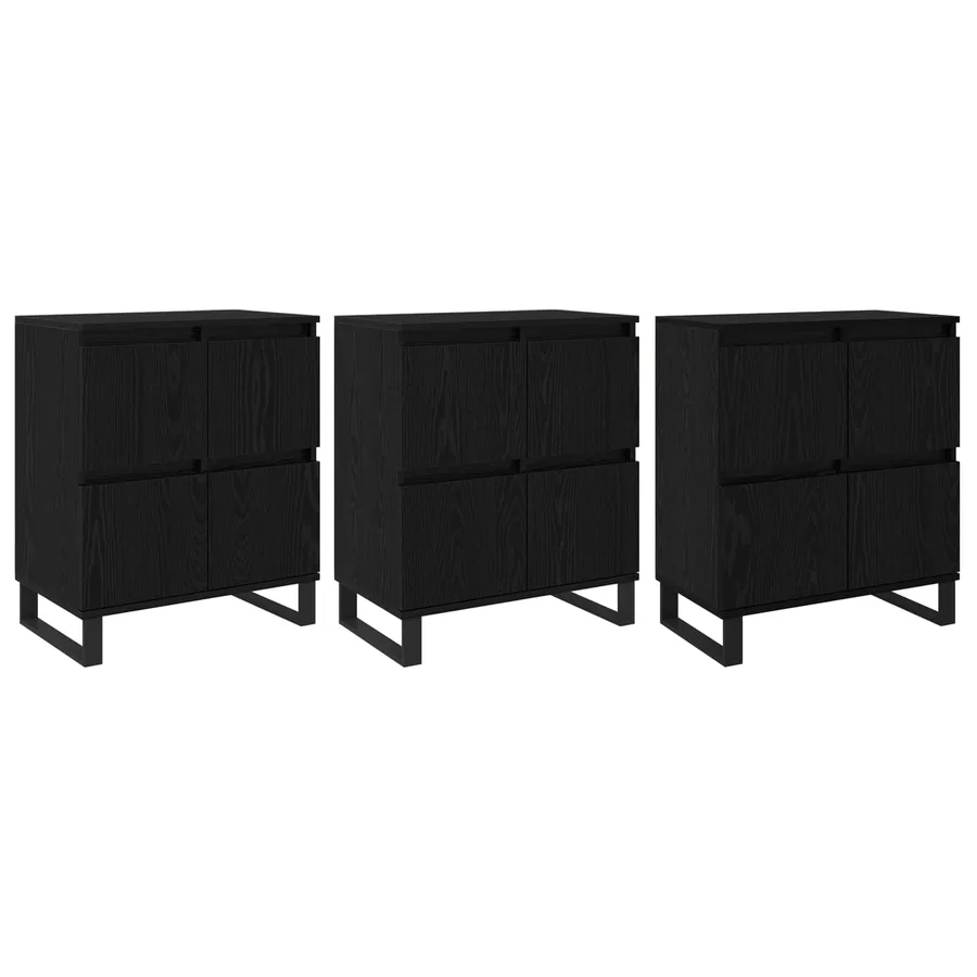 Buffet 3 pcs Chêne noir 60 x 35 x 70 cm - 2
