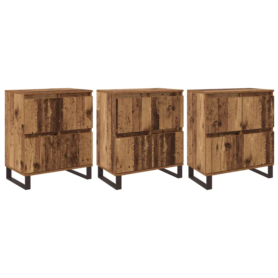 Buffet 3 pcs Bois ancien 60 x 35 x 70 cm - 2