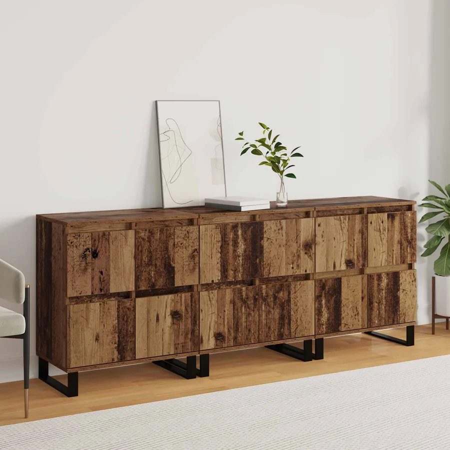 Buffet 3 pcs Bois ancien 60 x 35 x 70 cm - 4