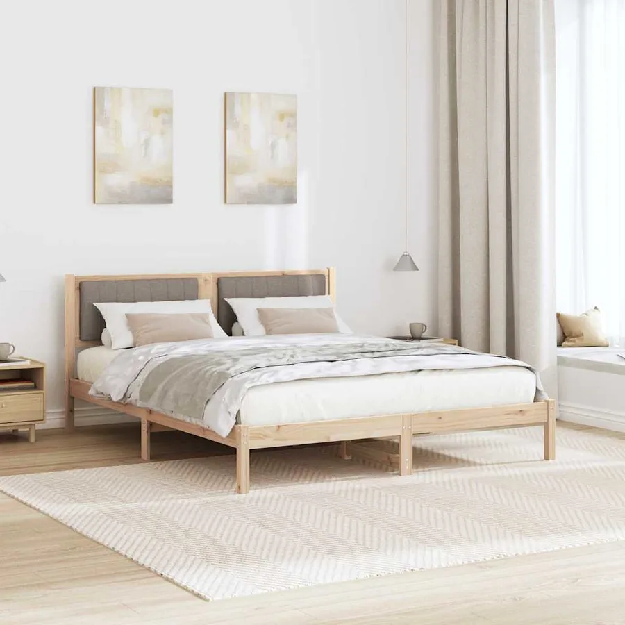 Cadre de lit avec tête de lit rembourrée Taupe 150 x 200 cm - 4