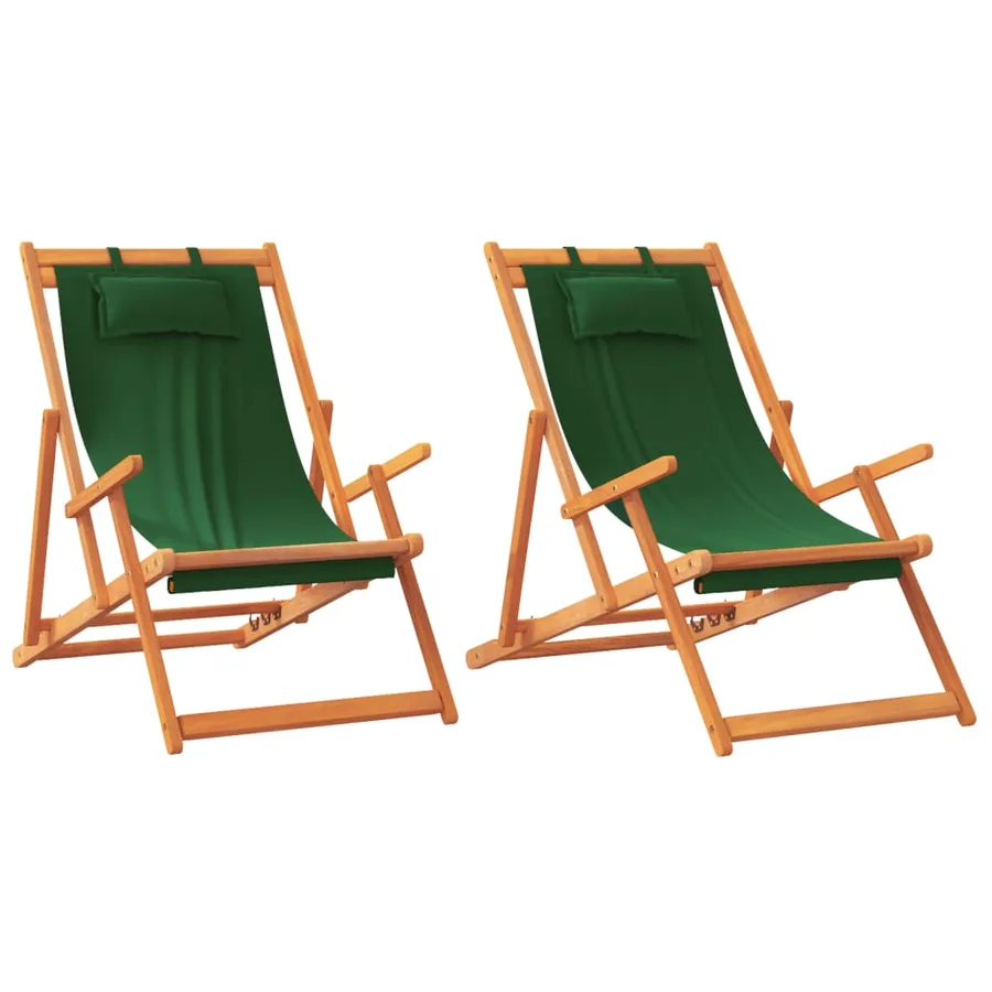 Chaises de plage pliables lot de 2 crème tissu - 11