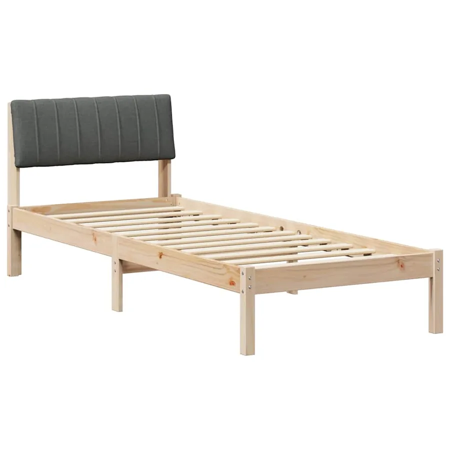 Cadre de lit avec tête de lit marron et gris foncé 75 x 190 cm - 2