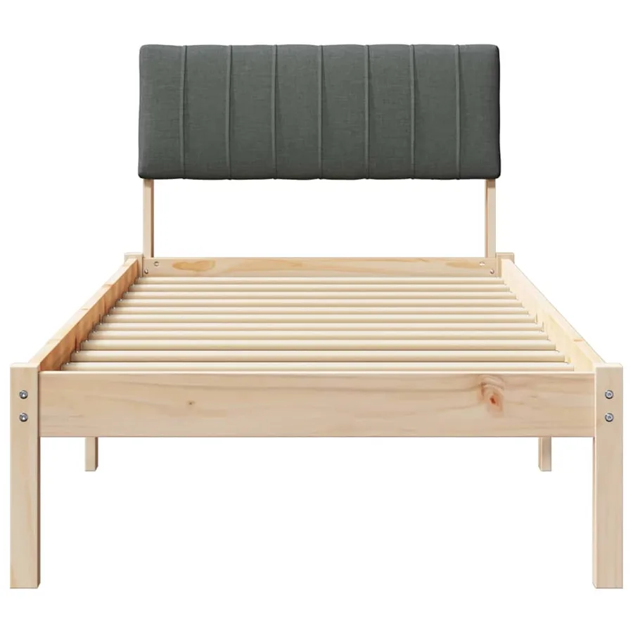 Cadre de lit avec tête de lit marron et gris foncé 75 x 190 cm - 5
