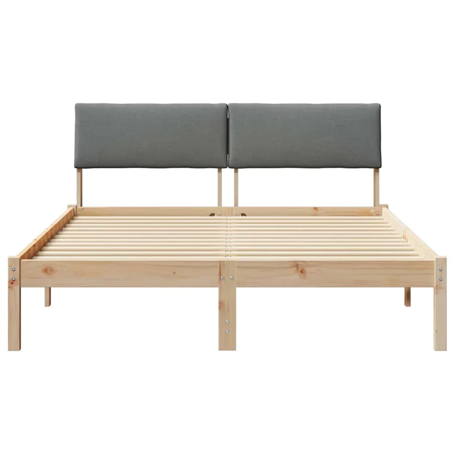 Cadre de lit avec tête de lit marron et gris foncé 140 x 200 cm - 5