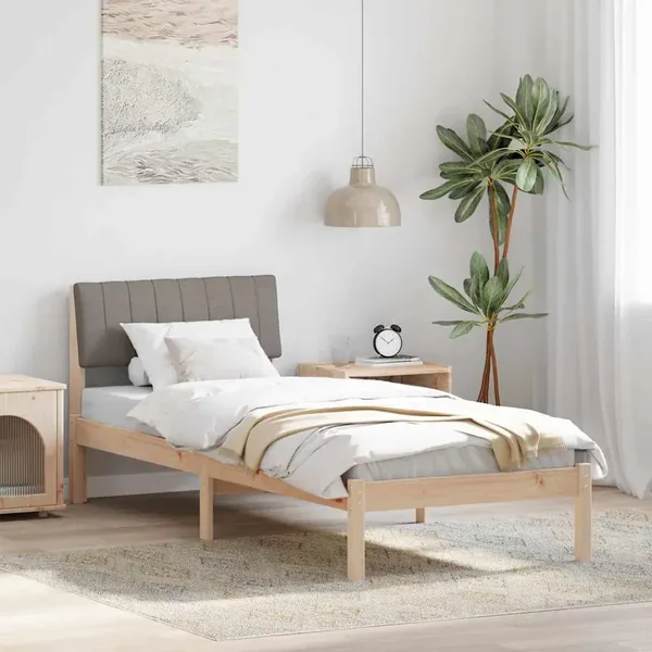 Cadre de lit Marron et taupe 75 x 190 cm Bois massif en pin