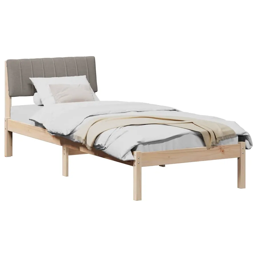 Cadre de lit Marron et taupe 75 x 190 cm Bois massif en pin - 3