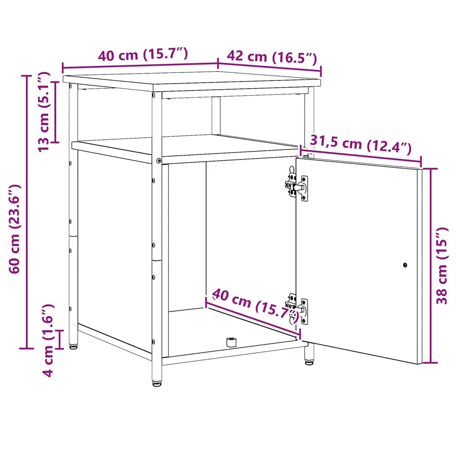 Cabinet de chevet 2 pcs Chêne noir Bois d'ingénierie - 15