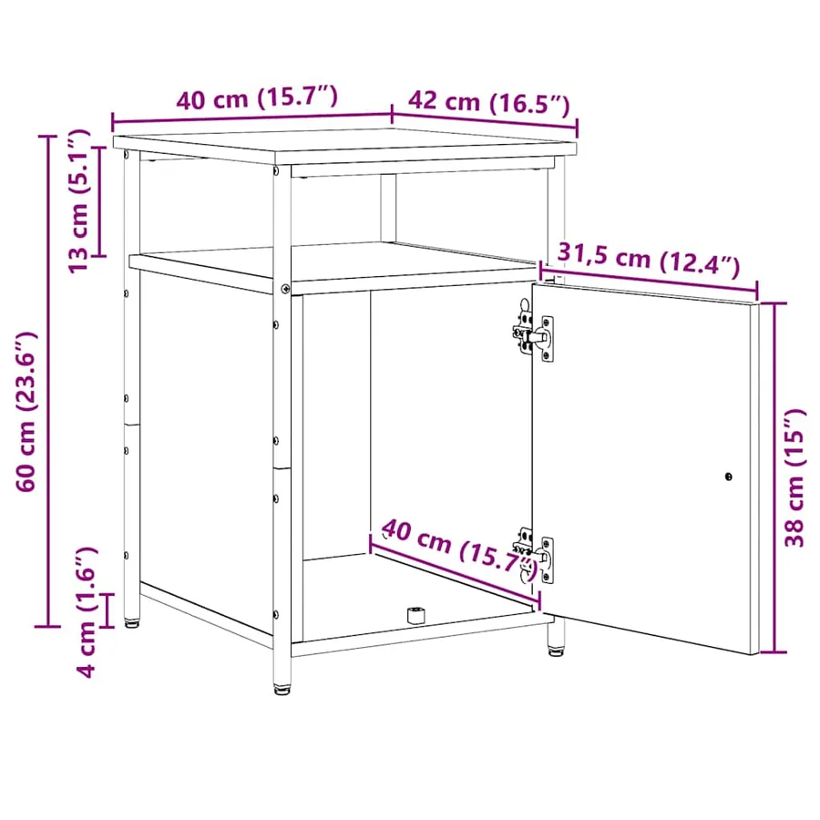 Cabinet de chevet 2 pcs Chêne noir Bois d'ingénierie - 16