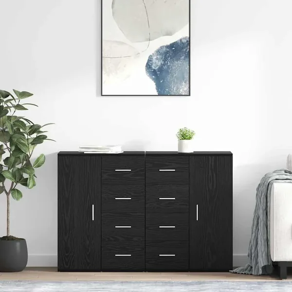 Buffets avec tiroir Corona 2 pcs Chêne noir 59 x 39 x 80 cm