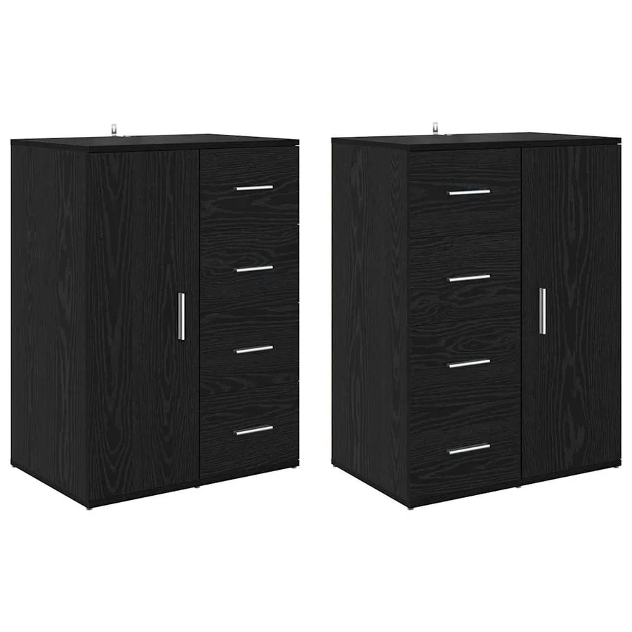 Buffets avec tiroir Corona 2 pcs Chêne noir 59 x 39 x 80 cm - 2