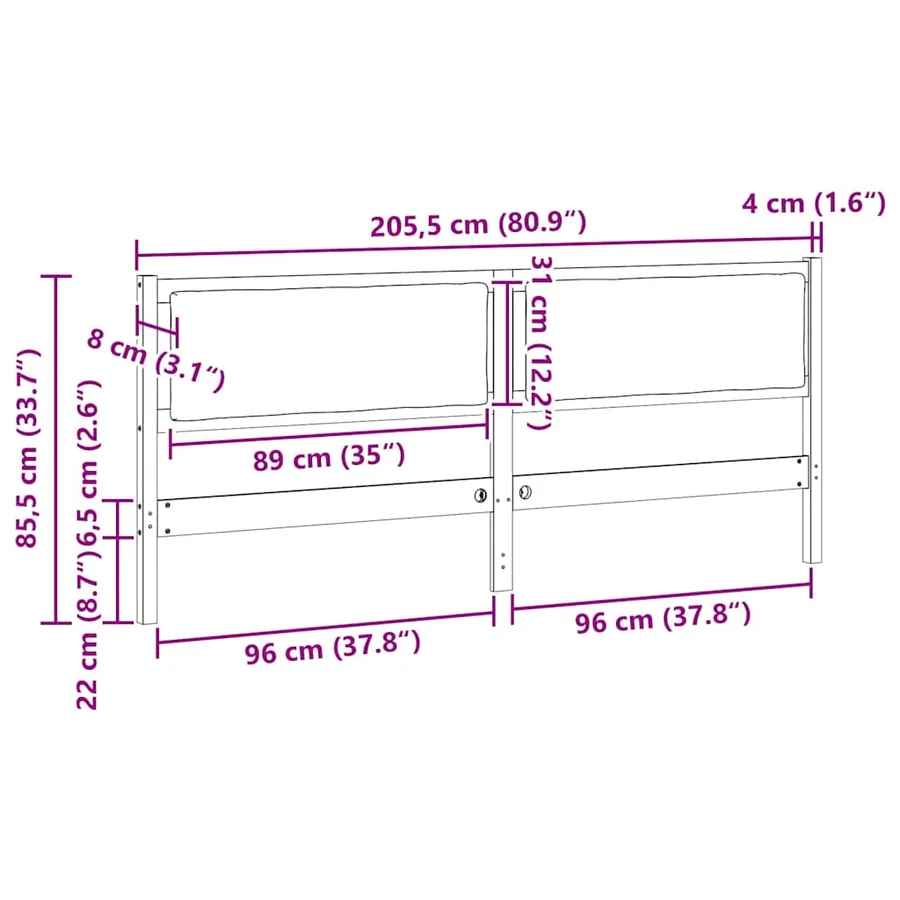 Tête de lit Autre Marron 200 cm Bois massif en pin - 11