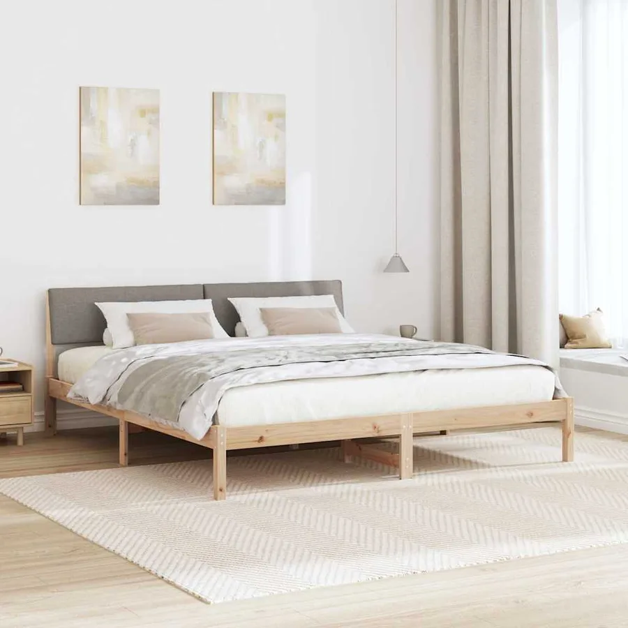 Cadre de lit Marron et taupe 180 x 200 cm Bois massif en pin - 4