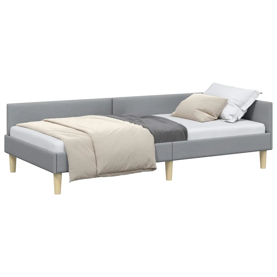 Cadre de lit d'angle Gris clair 90 x 190 cm tissu - 2