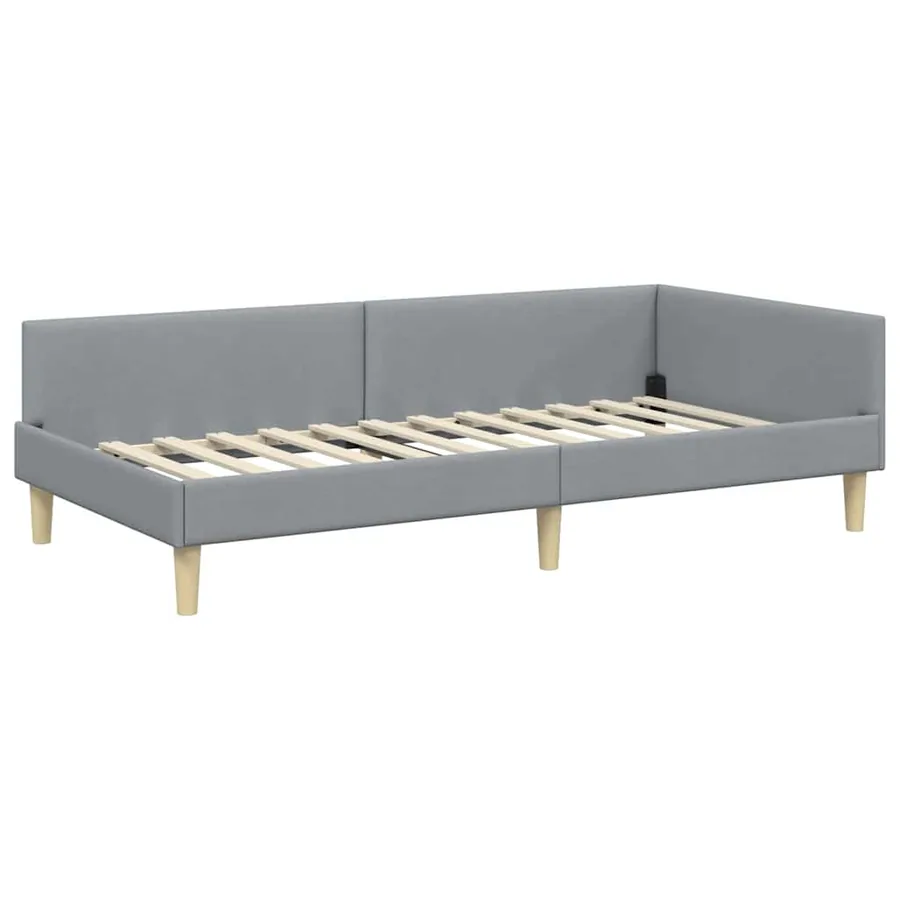 Cadre de lit d'angle Gris clair 90 x 190 cm tissu - 4