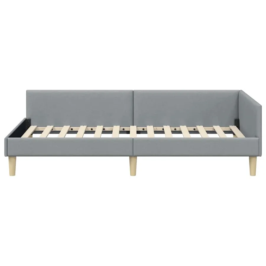 Cadre de lit d'angle Gris clair 90 x 190 cm tissu - 5