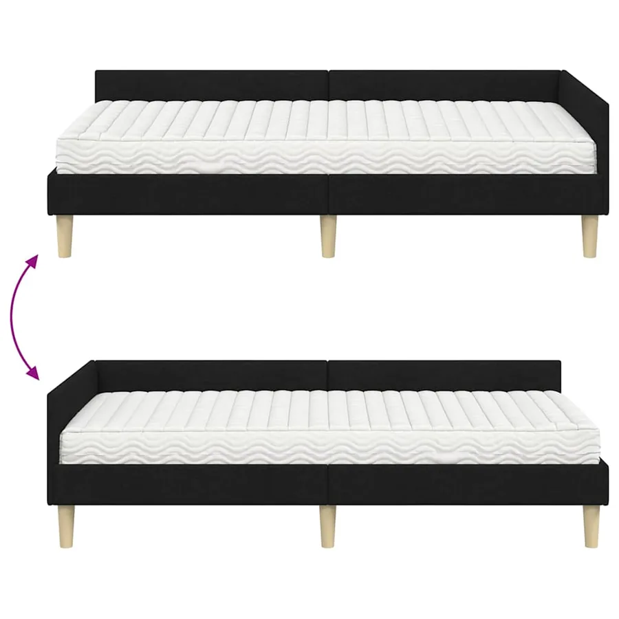 Cadre de lit d'angle avec matelas avec matelas 2 pcs Vert tissu - 12