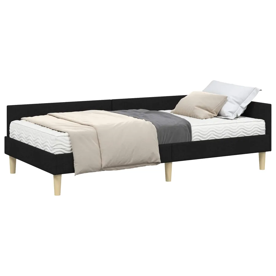 Cadre de lit d'angle avec matelas avec matelas 2 pcs Vert tissu - 2