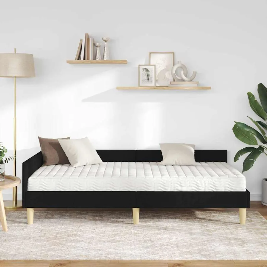Cadre de lit d'angle avec matelas avec matelas 2 pcs Vert tissu - 3