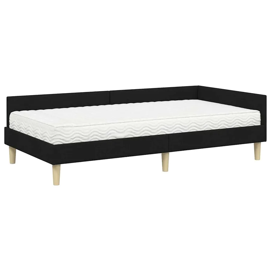 Cadre de lit d'angle avec matelas avec matelas 2 pcs Vert tissu - 4