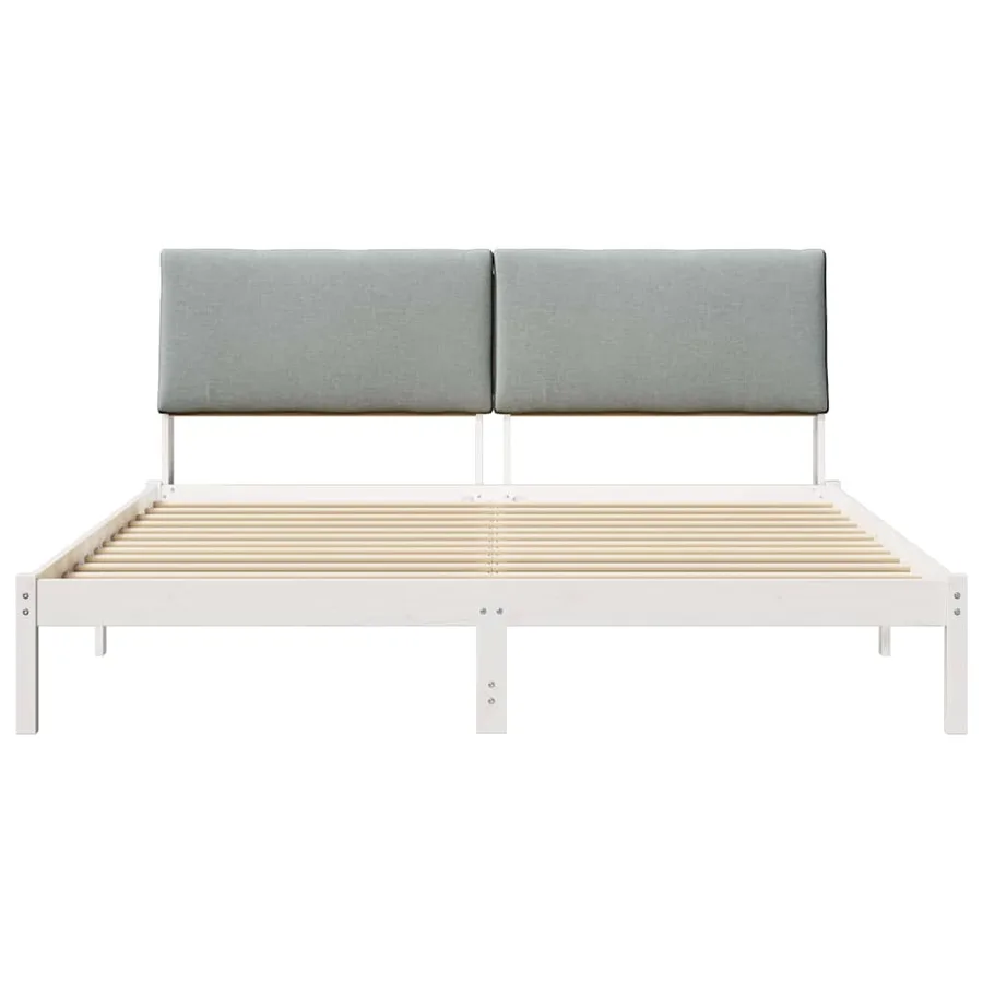 Cadre de lit avec tête de lit Blanc et gris clair 200 x 200 cm - 5