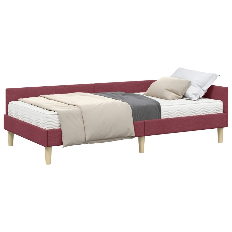 Cadre de lit d'angle avec matelas avec matelas 2 pcs Gris tissu - 2