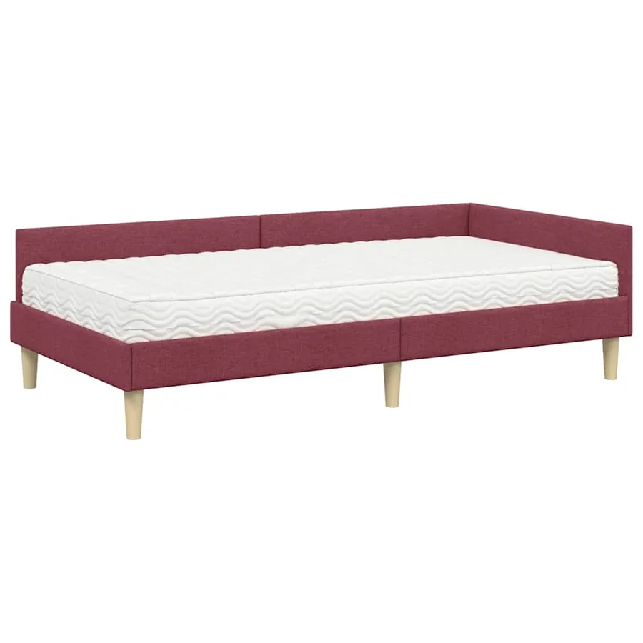 Cadre de lit d'angle avec matelas avec matelas 2 pcs Gris tissu - 4