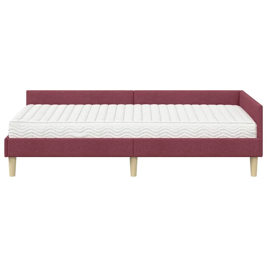 Cadre de lit d'angle avec matelas avec matelas 2 pcs Gris tissu - 5