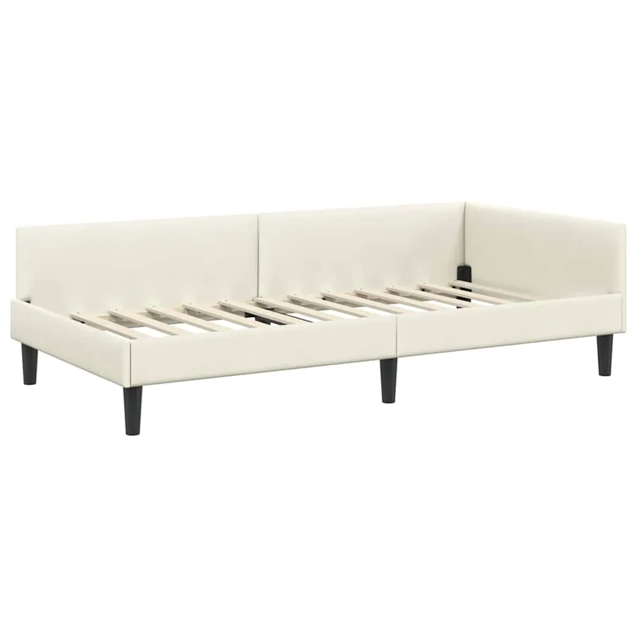 Cadre de lit d'angle Crème 90 cm x 200 cm Velours - 4