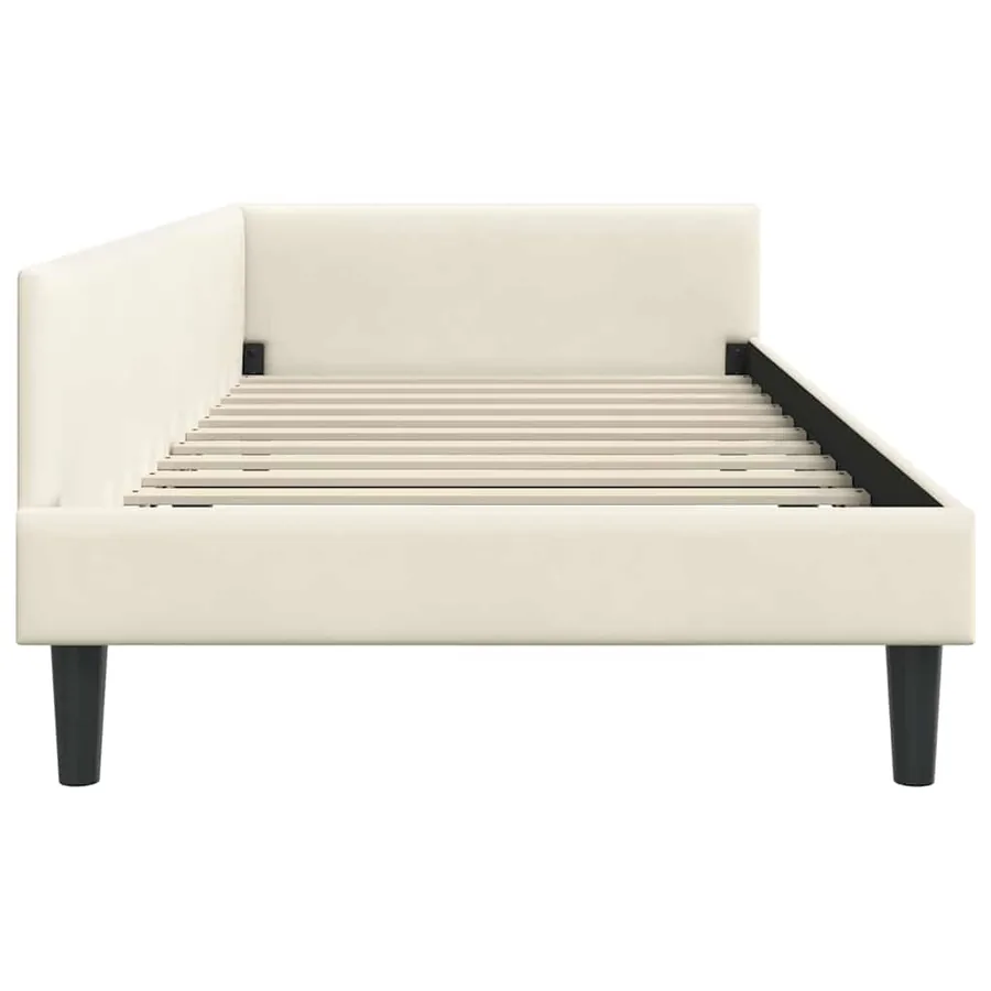 Cadre de lit d'angle Crème 90 cm x 200 cm Velours - 6