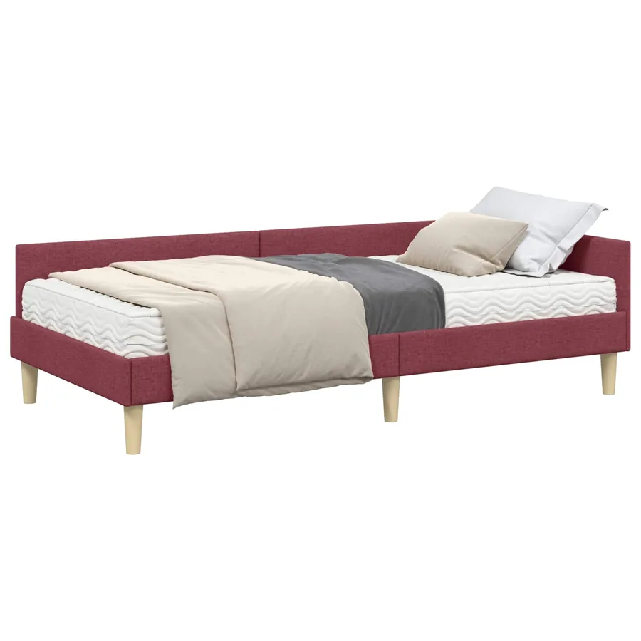 Cadre de lit d'angle avec matelas avec matelas 2 pcs Gris tissu - 2