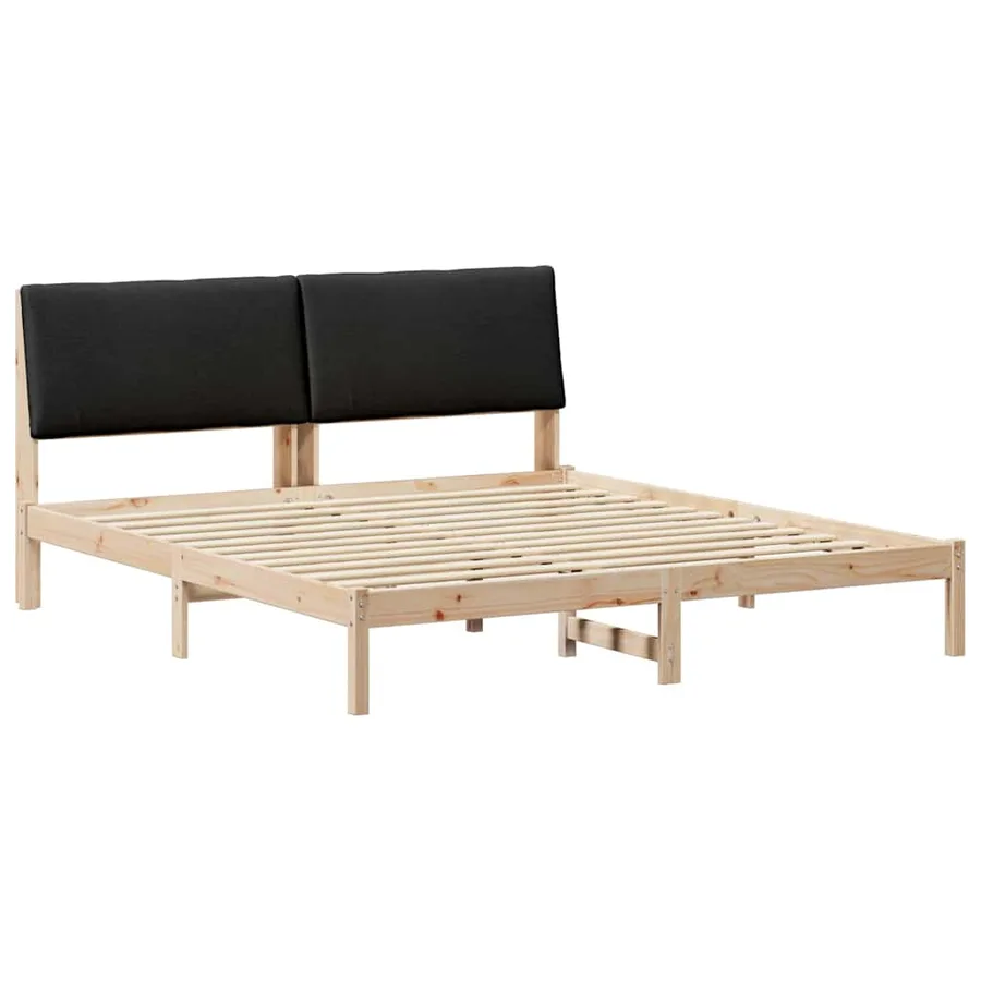 Cadre de lit Marron et noir 200 x 200 cm Bois massif en pin - 2