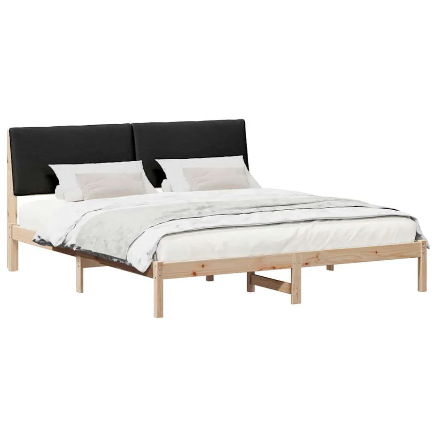 Cadre de lit Marron et noir 200 x 200 cm Bois massif en pin - 3