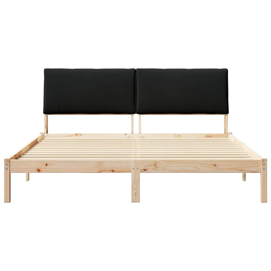 Cadre de lit Marron et noir 200 x 200 cm Bois massif en pin - 5
